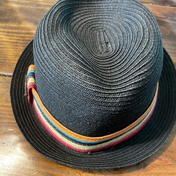 Black Panama Jack black fedora hat with colorful band. One size - Picture 4 of 7